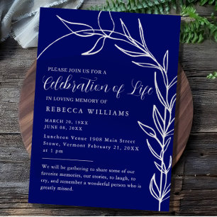 Royal Blue Text Minimal Celebration of Life Invitation