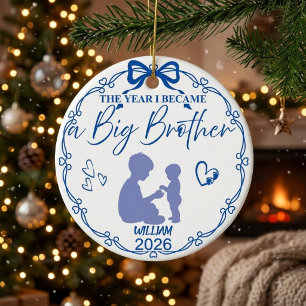 Royal Blue The Year I Became A Big Brother Custom Ceramic Ornament