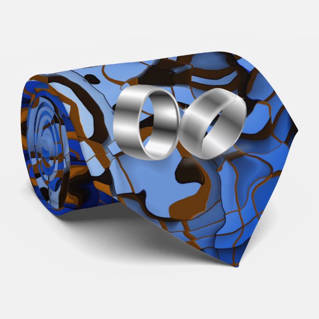 Royal Blue Theme Contemporary Modern Abstract Neck Tie (Rolled)