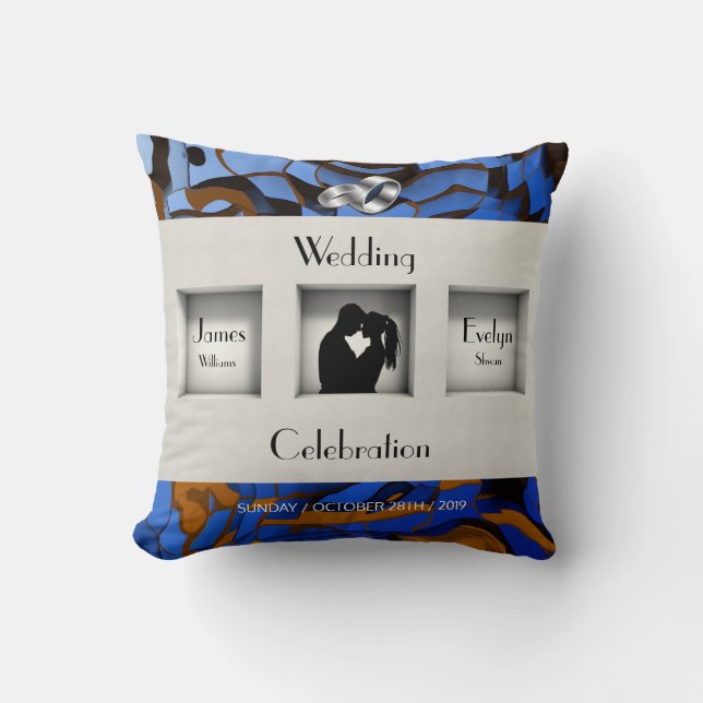 Royal Blue Theme Contemporary Modern Abstract Throw Pillow (Front)