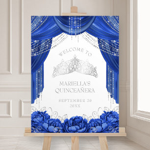 Royal Blue Tiara Crown Quinceanera Welcome Foam Board