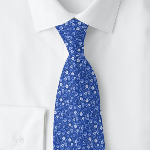 Royal Blue Tiny Flowers Neck Tie
