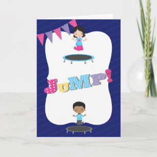 Royal Blue Trampoline Birthday Party Thank You Card
