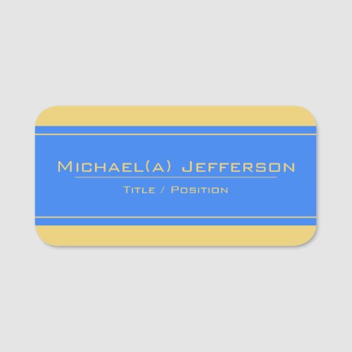 Royal Blue Trustworthy and Yellow Optimism Modern Name Tag