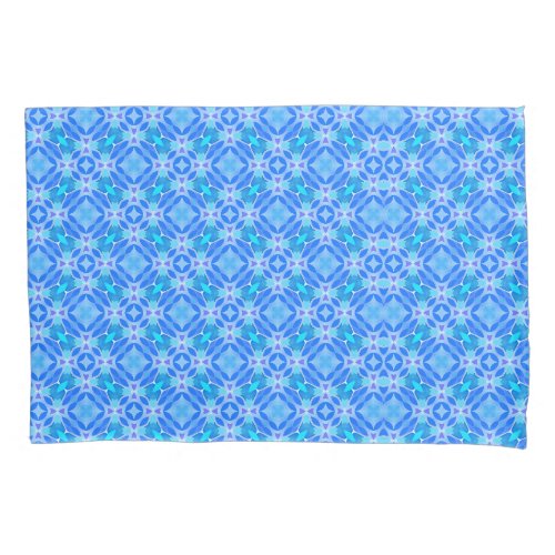 Royal Blue Turquoise and Aqua Geometric Pattern Pillow Case