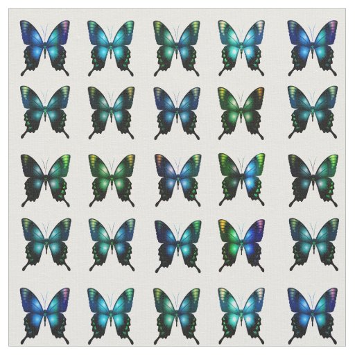 Royal Blue Turquoise Elegant Whimsical Butterflies Fabric