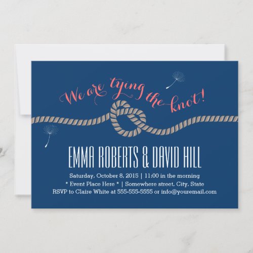 Royal Blue Tying the Knot Wedding Invitations 5" X 7" Invitation Card