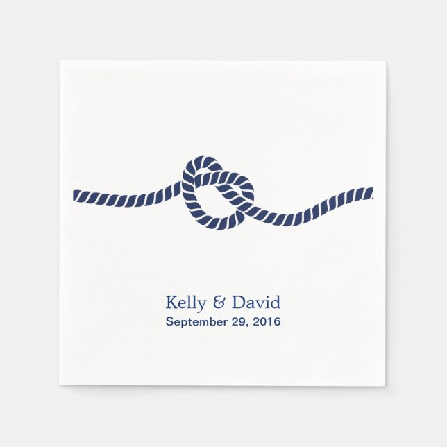 Royal Blue Tying the Knot Wedding Napkins (Front)
