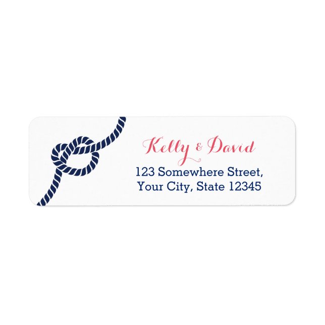 Royal Blue Tying the Knot Wedding Return Address Label (Front)