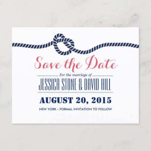 Royal Blue Tying the Knot Wedding Save the Date Announcement Postcard