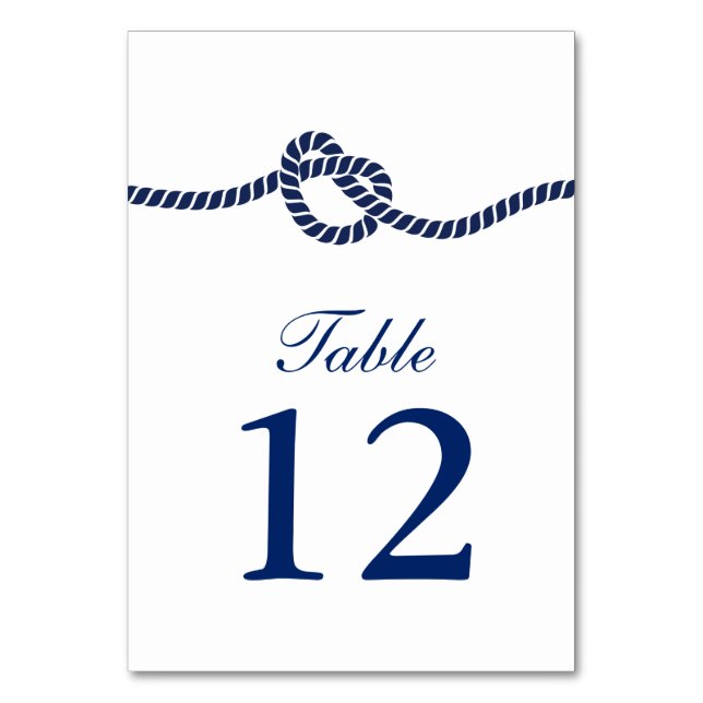 Royal Blue Tying the Knot Wedding Table Numbers (Front)