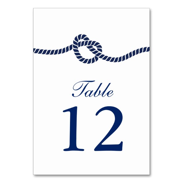 Royal Blue Tying The Knot Wedding Table Numbers Card