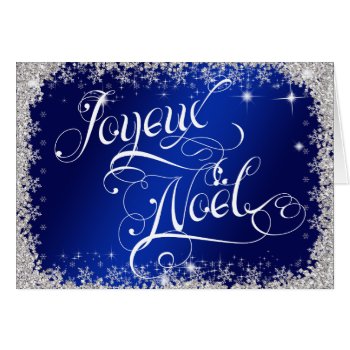 Royal Blue Typography French Joyeux Noël Card 