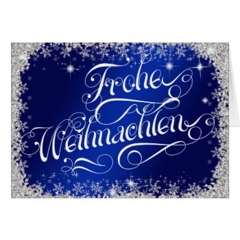 Royal Blue Typography German Frohe Weihnachten Card 