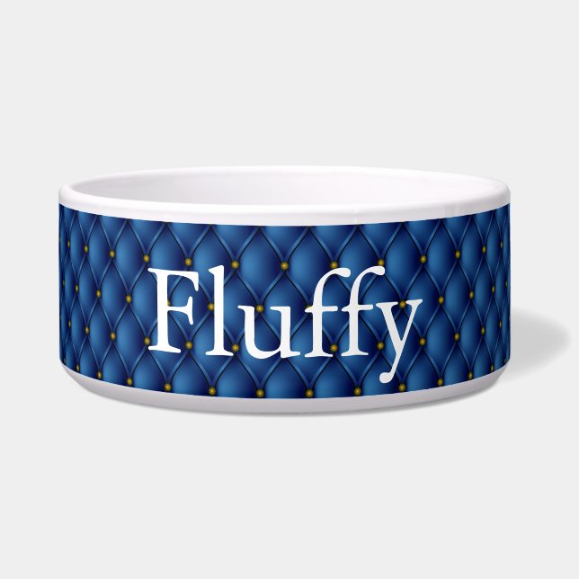 Royal Blue Upholstery Look Monogram Bowl (Front)