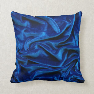 Royal blue velvet silk textile elegant chic throw pillow