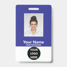 Royal Blue Vertical Custom Employee Photo ID Badge