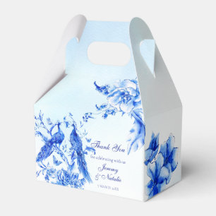 Royal blue victorian peacock watercolor wedding favor boxes