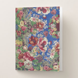 Royal Blue Victorian Rose Ornamental Pattern Pocket Folder
