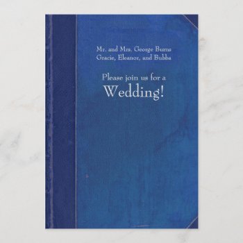 Royal Blue Vintage Book Wedding Invitation by RiverJude at Zazzle