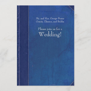 Royal Blue Vintage Book Wedding Invitation