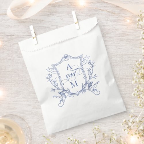 Royal Blue Vintage Crest Wedding Thank You Favor Bag