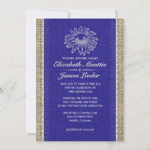 Royal Blue Vintage Lace Wedding Invitations