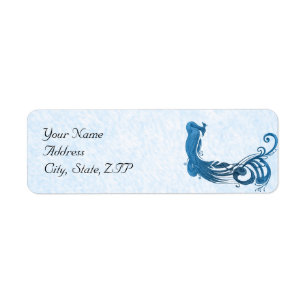 Royal Blue Vintage Peacock Return Address Label