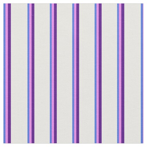 Royal Blue, Violet, Indigo & White Stripes Fabric