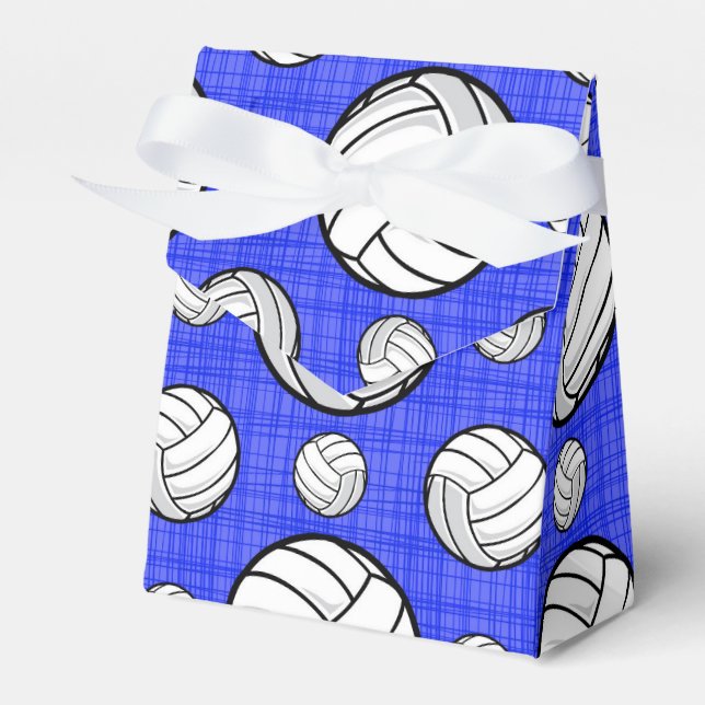 Royal Blue Volleyball Pattern Favor Boxes (Front Side)