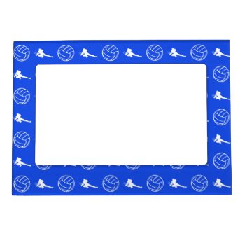 Royal Blue Volleyball Pattern Magnetic Picture Fra Magnetic Photo Frame by sportsdesign at Zazzle