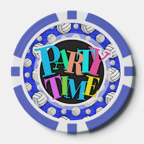 Royal Blue Volleyball Pattern Poker Chips