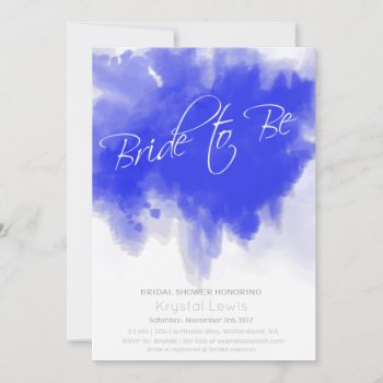 Royal Blue Watercolor Bridal Shower Invitation by theMRSingLink at Zazzle
