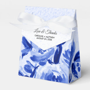 Royal Blue Watercolor Floral Wedding Favor Boxes