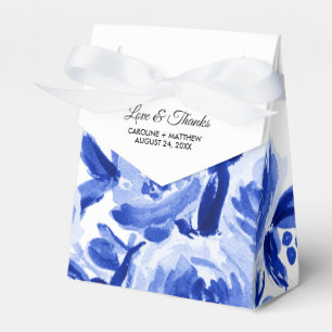 Royal Blue Watercolor Floral Wedding Favor Boxes