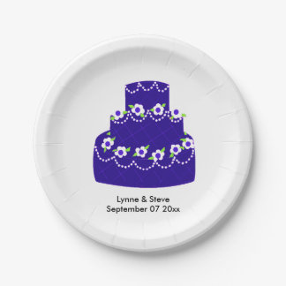 Royal Blue Wedding Cake Paper Plates