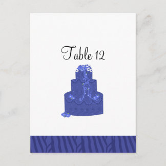 Royal Blue Wedding Cake Table Seating Card