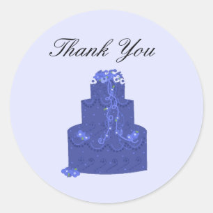 Royal Blue Wedding CakeThank You Classic Round Sticker