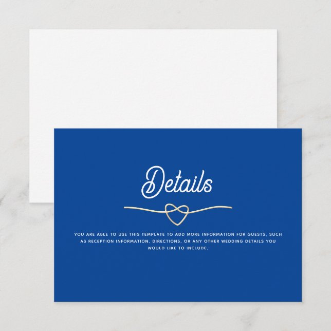 Royal Blue Wedding Details Enclosure Card (Front/Back)