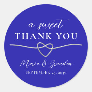 Royal Blue Wedding Favor Thank You Classic Round Sticker