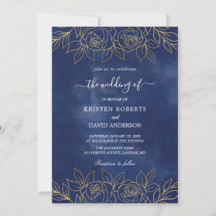 royal blue wedding invitation