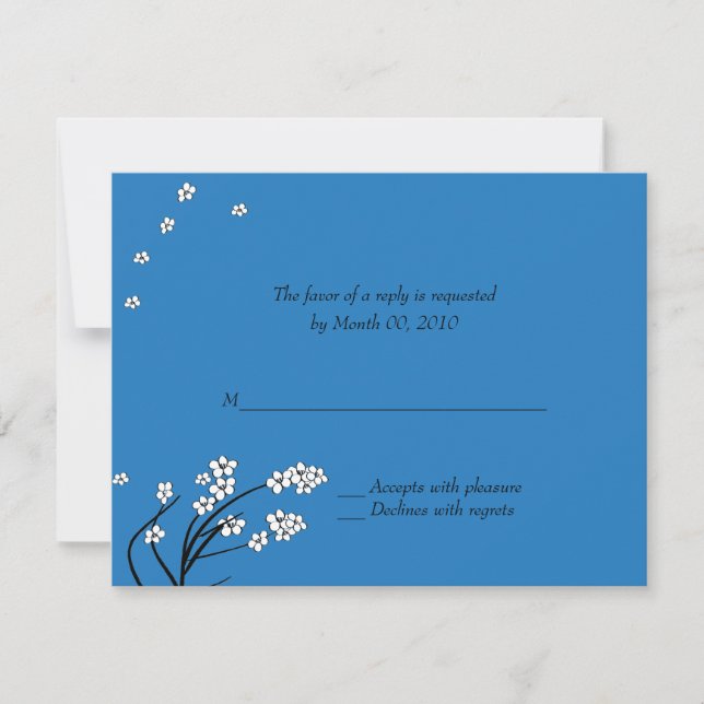 Royal Blue Wedding Invitation Reply Cards (Front)