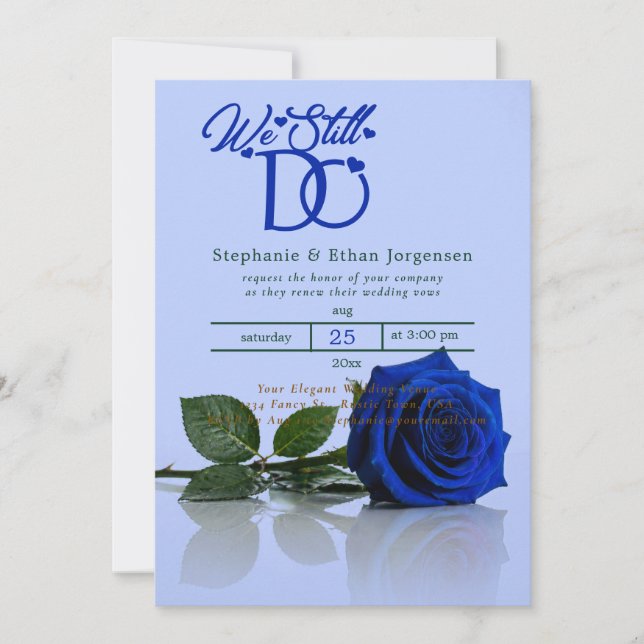 Royal Blue Wedding Invitation Vow Renewal (Front)