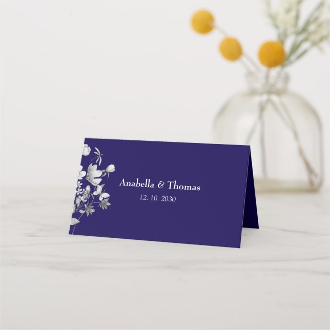 Royal Blue Wedding Place Card (Back)