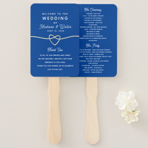 Royal Blue Wedding Program Hand Fan