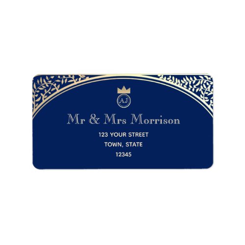 Royal Blue Wedding Return Address Label