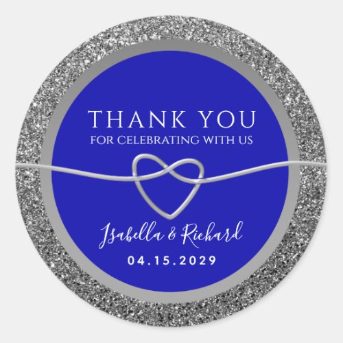 Royal Blue Wedding Thank You Favor Classic Round Sticker