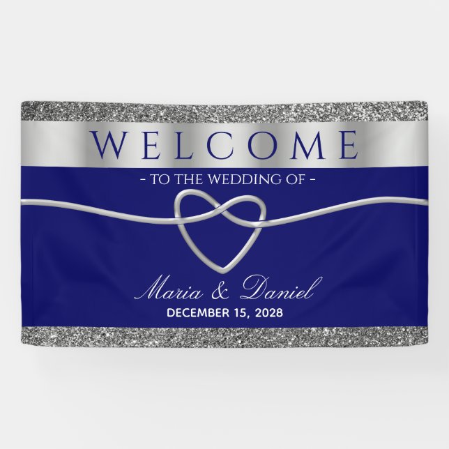 Royal Blue Wedding Welcome Banner (Horizontal)