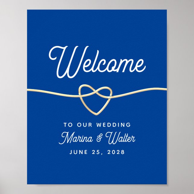 Royal Blue Wedding Welcome Poster (Front)