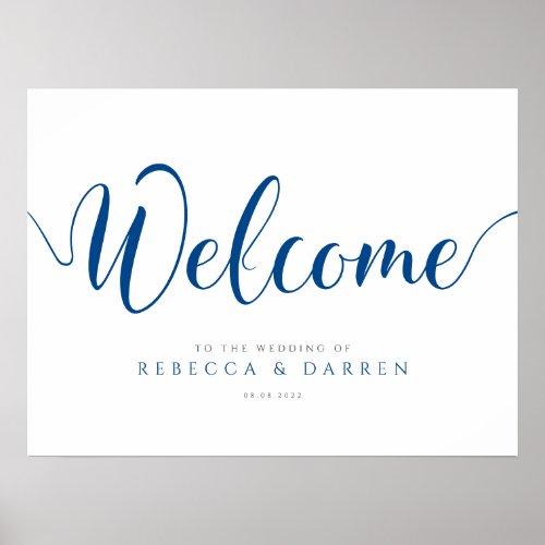 Royal Blue Wedding Welcome Sign Personalized